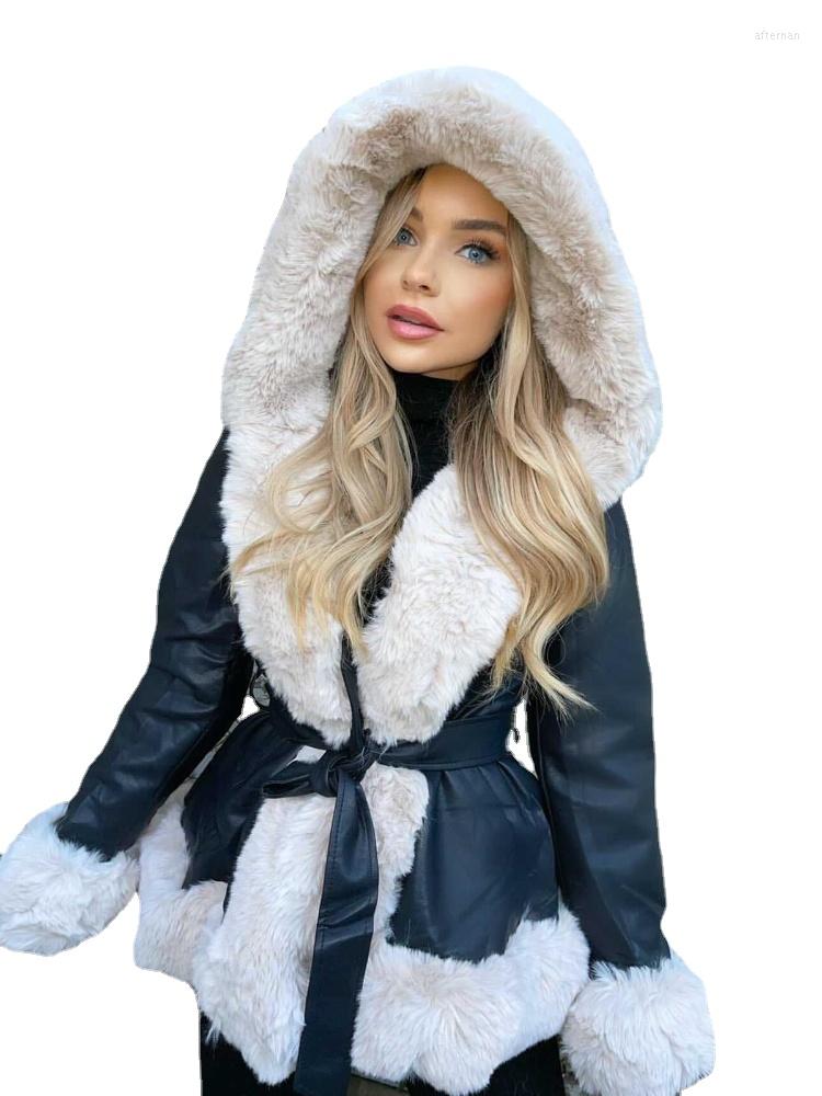 Women's Fur RR1492 PU Leather Short Jackets Women Fashion Tie Belt Waist Coats Elegant Faux Hooded Female Lined Ladies, Beige
Women's Fur RR1492 PU Leather Short Jackets Women Fashion Tie Belt Waist Coats Elegant Faux Hooded Female Lined Ladies, Beige