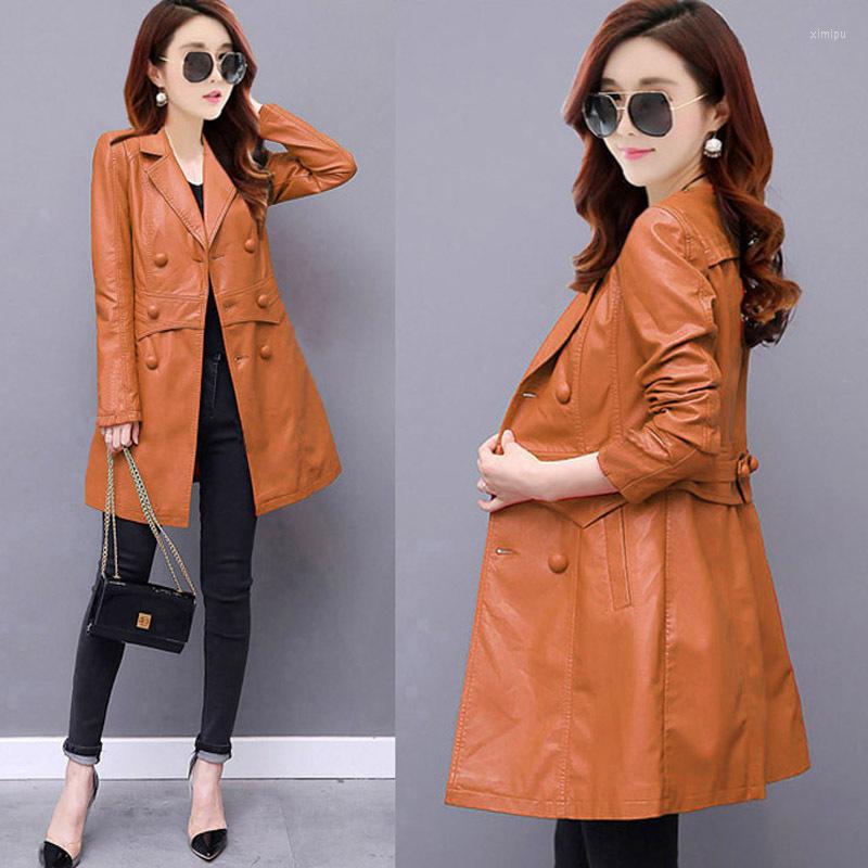 Women's Leather 2022 High Quality PU Autumn Winter Coat Temperament Trend Jackets Slim Elegant Fashion Mid-length Women Coats Size --6XL, Yellow brown
Women's Leather 2022 High Quality PU Autumn Winter Coat Temperament Trend Jackets Slim Elegant Fashion Mid-length Women Coats Size --6XL, Yellow brown