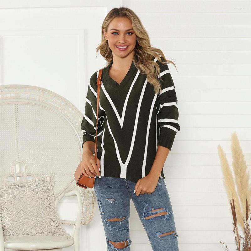 Women' Sweaters Autumn And Winter Women' Tops Fashion V Neck Contrast Stripes Casual Loose Hedging Long Sleeved Woman Knitted 2022, Green
Women' Sweaters Autumn And Winter Women' Tops Fashion V Neck Contrast Stripes Casual Loose Hedging Long Sleeved Woman Knitted 2022, Green