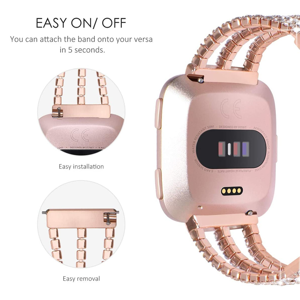 Smart Straps Rose Gold Bracelet for Fitbit Versa 2/3/4/Lite Band Replacement Woman Sense 2 Wristband Bling 221105