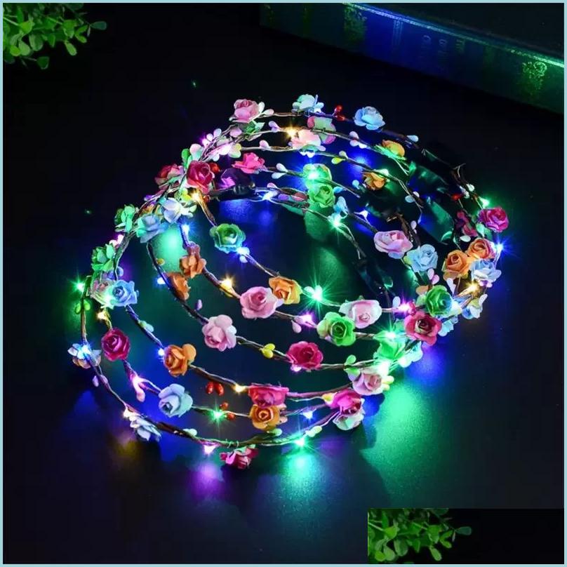 Decorative Flowers Wreaths Party Flashing Led Hairbands Strings Glow Flower Crown Headbands Light Rave Floral Hair Garland Luminou Dhpsm, As show
Decorative Flowers Wreaths Party Flashing Led Hairbands Strings Glow Flower Crown Headbands Light Rave Floral Hair Garland Luminou Dhpsm, As show
