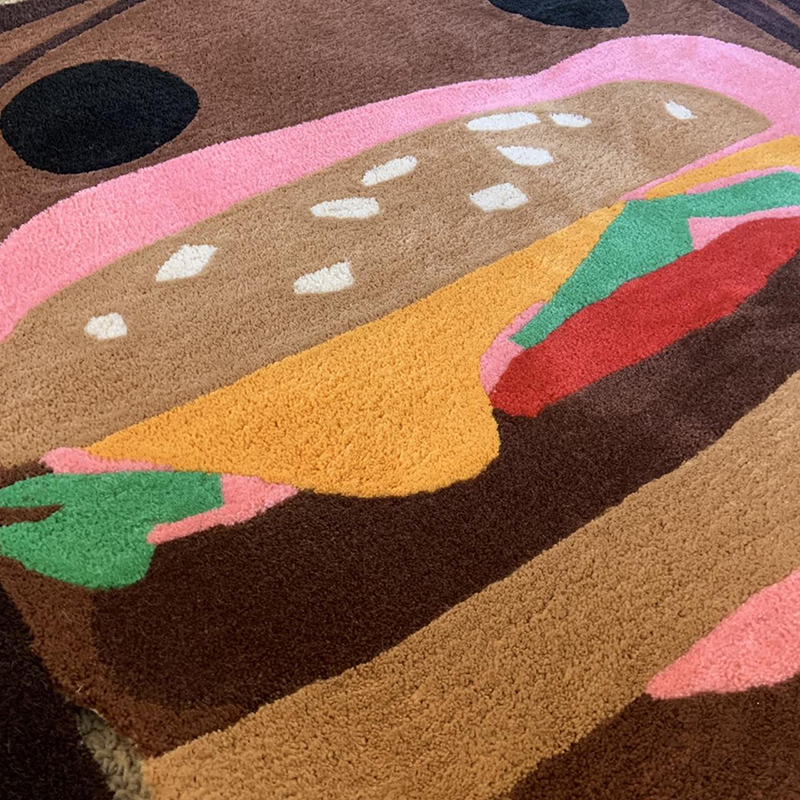 Home Furnishings Artistic Carpet McDonalds CJ Burger Mouth Rug Hypebeast Collection Parlor Bedroom Playroom 3D Handmade Acrylic Yarn Trending Floor Ma