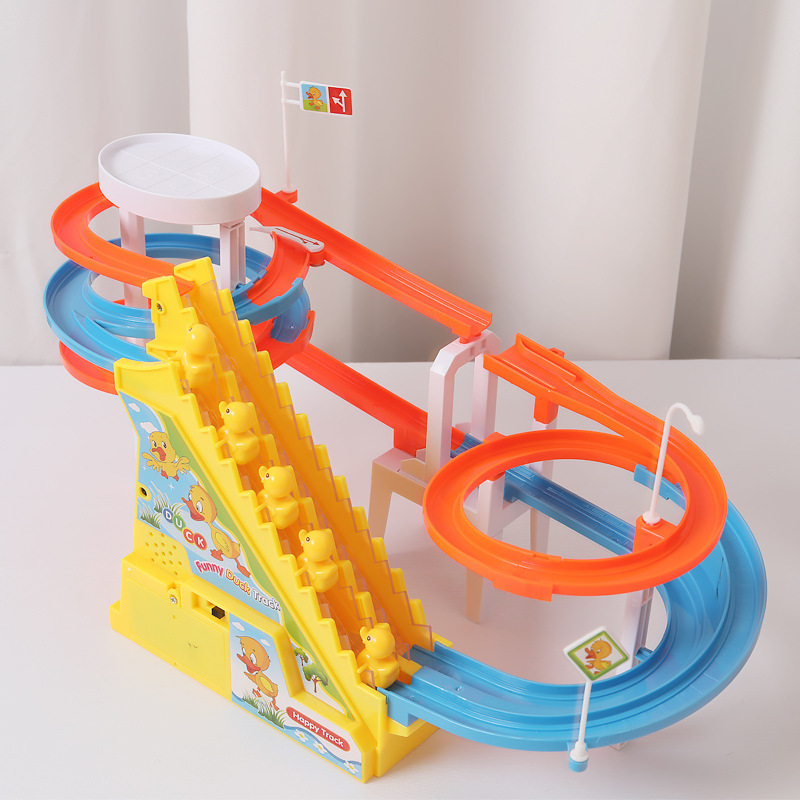 Novelty Games Track Toy Climb Stairs For Boys Girls Children's Cartoon Ducks Pigs Electronic Music Lights Toys Kids Funny Game Birthday Gifts 221