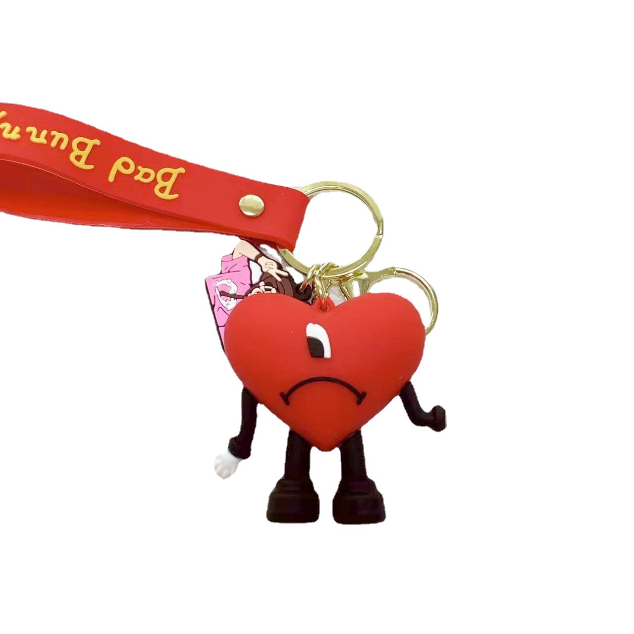 Bad Bunny Key Chain Cute Trendy Heart Shape Pendant Exquisite Luggage Accessories Keychain