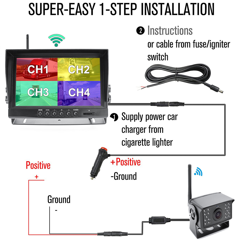 9" 1280x720 High Definition AHD Wireless Truck DVR Monitor Night Vision Reverse Backup Recorder Wifi Camera For Bus Car