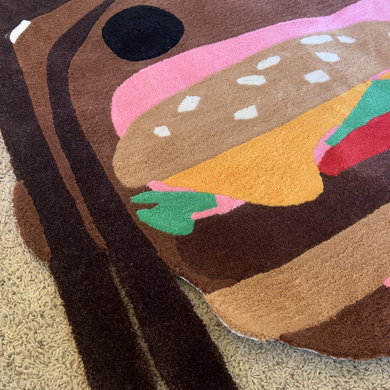 Home Furnishings Artistic Carpet McDonalds CJ Burger Mouth Rug Hypebeast Collection Parlor Bedroom Playroom 3D Handmade Acrylic Yarn Trending Floor Ma