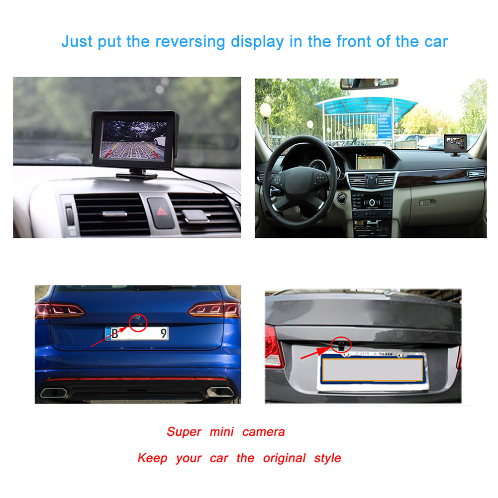 4.3" TFT LCD Color Display Car Rear View Camera 170° Wide Angle Monitor Night Vision Reversing Backup Parking Rever Assistance