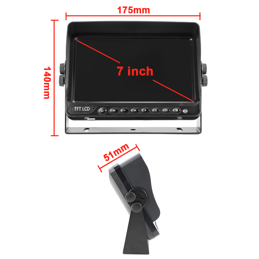 Car 7 Inch AHD Stand Alone Monitor with Sunshade Making for 360 Car Camera System Car Rearview Surveillance System