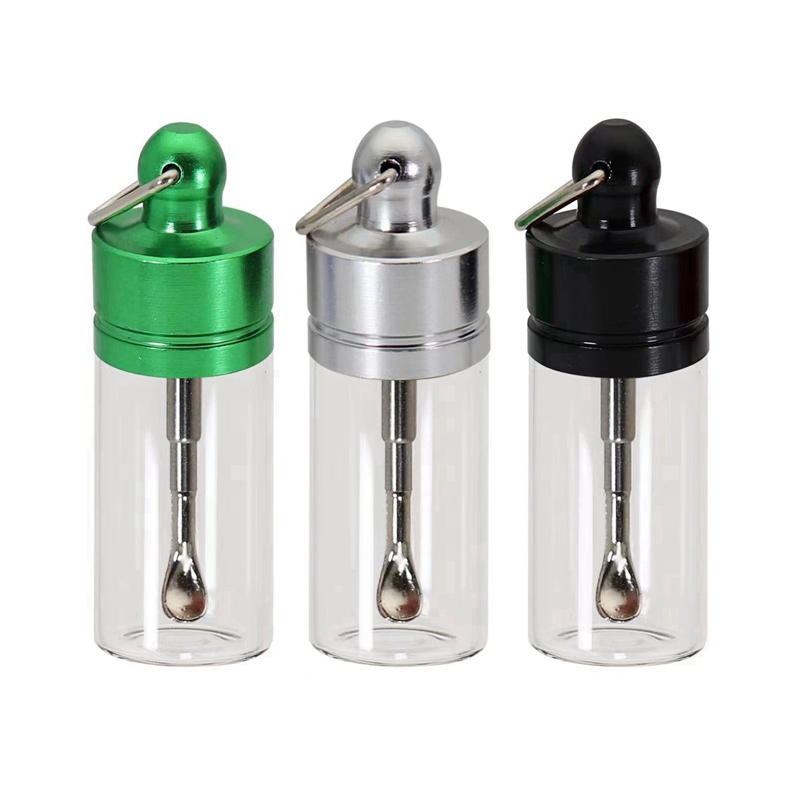 Colorful Smoking Dry Herb Tobacco Spice Miller Pill Snuff Snorter Sniffer Snuffer Stash Box Wax Oil Rigs Dabber Spoon Glass Bottle Holder Case Seal Storage