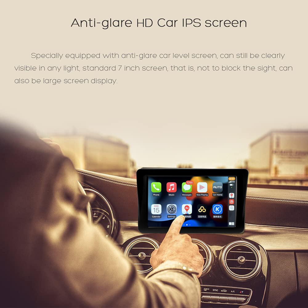 Universal 7 inch Car Video Wireless Carplay Map Navigator Android Auto IPS Screen Portable Display Navigation Reversing Video Mirror Link Radio