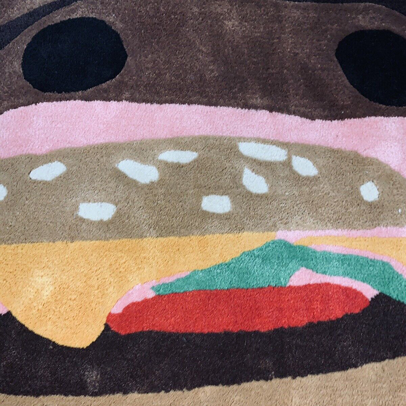 Home Furnishings Artistic Carpet McDonalds CJ Burger Mouth Rug Hypebeast Collection Parlor Bedroom Playroom 3D Handmade Acrylic Yarn Trending Floor Ma