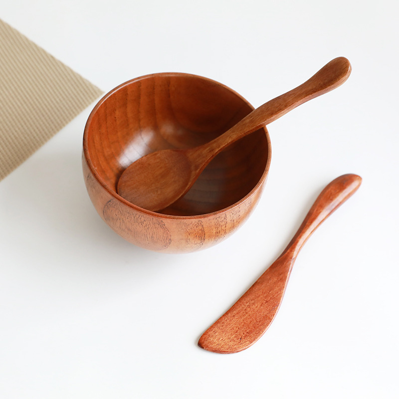 3Pcs DIY Wooden Face Mask Bowl Set with Brush Spatula Lightweight Brown Wood Masks Mixing Homemade Facial Care Tool Kits