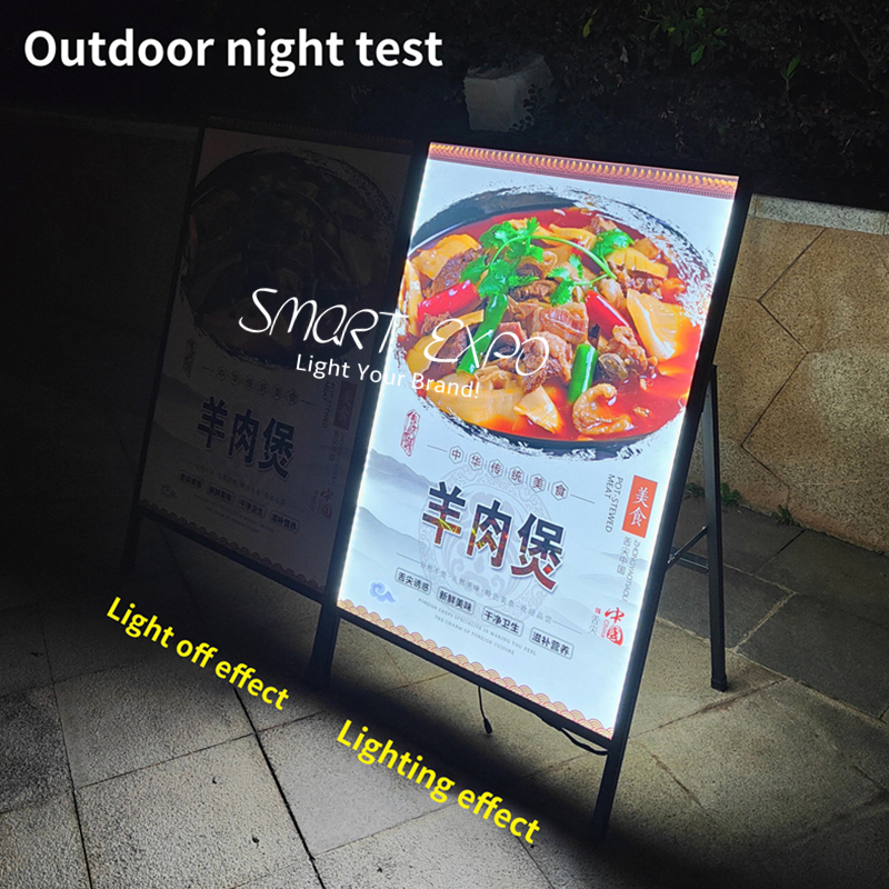 24 x 36 Inch Advertising Display Board Backlit A-Frame Sidewalk Sign Black Color Single Side or Double Sides Available