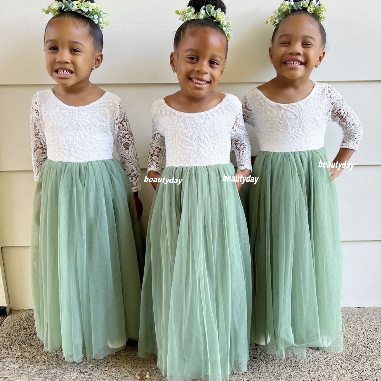 Flower Girls' Dresses For Wedding Kids Formal Wear Long Sleeves Puffy Tutu Toddler Little Girls Pageant Communion Dress Graduation Birthday Party
