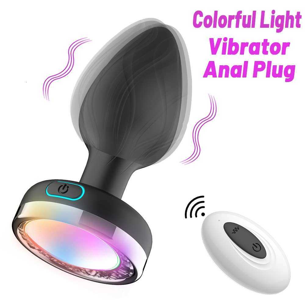 Plugs Butt Massager Toys Dolls10 Fréquence Butt Colorful Light Anal Pild Vibrator Prostate Massage Sex Toy Femmes Men Gay Adult Wireless Remote C