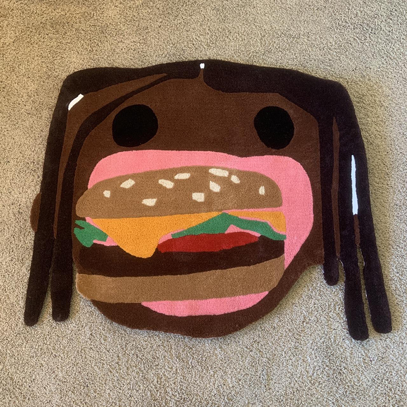 Home Furnishings Artistic Carpet McDonalds CJ Burger Mouth Rug Hypebeast Collection Parlor Bedroom Playroom 3D Handmade Acrylic Yarn Trending Floor Ma