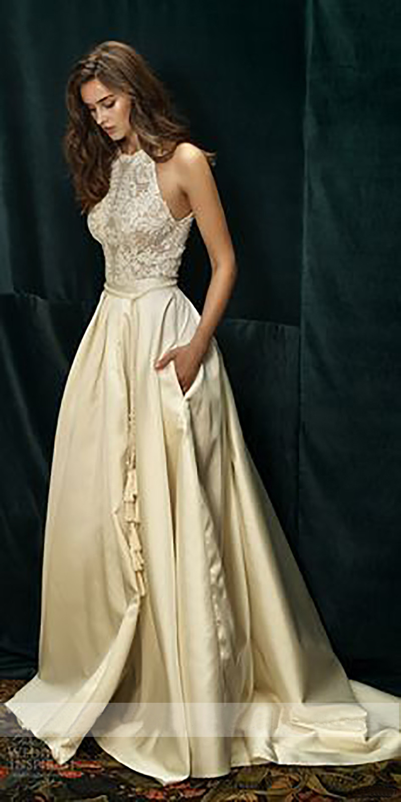 A-e Dresses Halter Neck Boho Bridal Vestidos Wedding Gowns Custom Made
