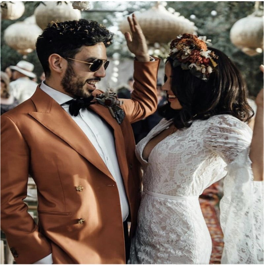 Boho Wedding Dress Mermaid Lace Long Flare Sleeve Open Backless Deep V Neck Hippie Bridal Gowns Bohemian vestido de noiva