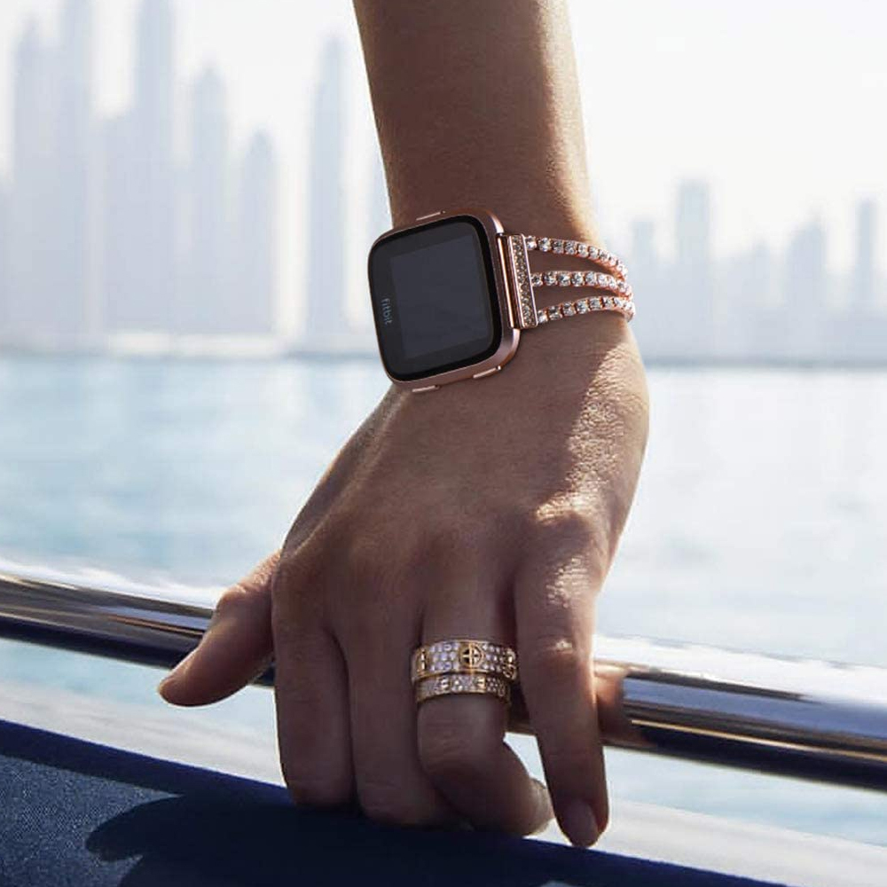 Smart Straps Rose Gold Bracelet for Fitbit Versa 2/3/4/Lite Band Replacement Woman Sense 2 Wristband Bling 221105