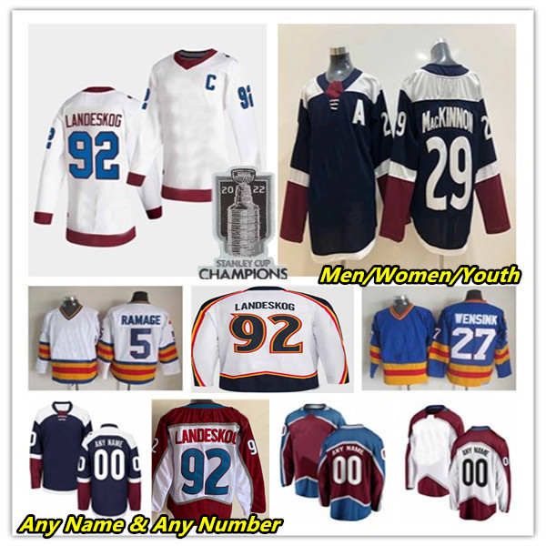 Nathan MacKinnon Colorado Hockey Jerseys Mikko Rantanen Valeri Nichushkin Cale Makar Devon Toews Gabriel Landeskog Sakic Alexandar Georgiev Bowen Byram Lehkonen, Men white with 2022 champions patch
Nathan MacKinnon Colorado Hockey Jerseys Mikko Rantanen Valeri Nichushkin Cale Makar Devon Toews Gabriel Landeskog Sakic Alexandar Georgiev Bowen Byram Lehkonen, Men white with 2022 champions patch