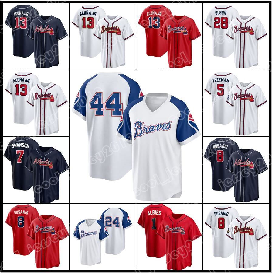 Atlanta Baseball Jersey Braves 1 Ozzie Albies 13 Ronald Acuna Jr. 44 Hank Aaron 20 Marcell Ozuna 27 Austin Riley 7 Dansby Swanson 28 Matt Olson 8 Eddie Rosario Murphy, Women cool base(yongshi)
Atlanta Baseball Jersey Braves 1 Ozzie Albies 13 Ronald Acuna Jr. 44 Hank Aaron 20 Marcell Ozuna 27 Austin Riley 7 Dansby Swanson 28 Matt Olson 8 Eddie Rosario Murphy, Women cool base(yongshi)