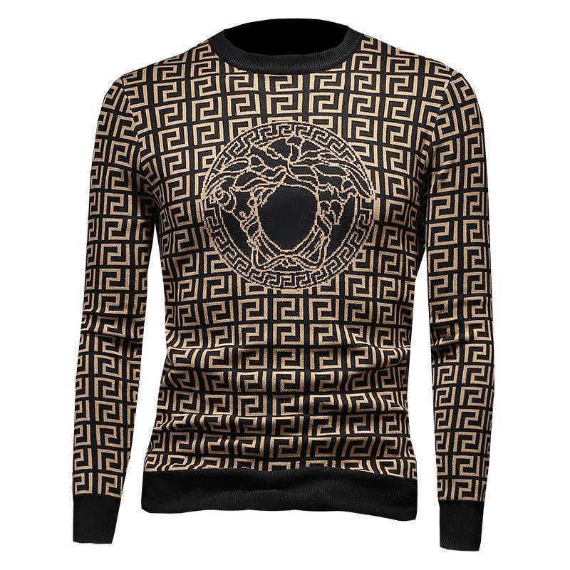 Mens autumn winter designer knitted sweater round neck fashion Medusa pullover coat slim long sleeve bottoming shirt 4xl 5xl, Black
Mens autumn winter designer knitted sweater round neck fashion Medusa pullover coat slim long sleeve bottoming shirt 4xl 5xl, Black