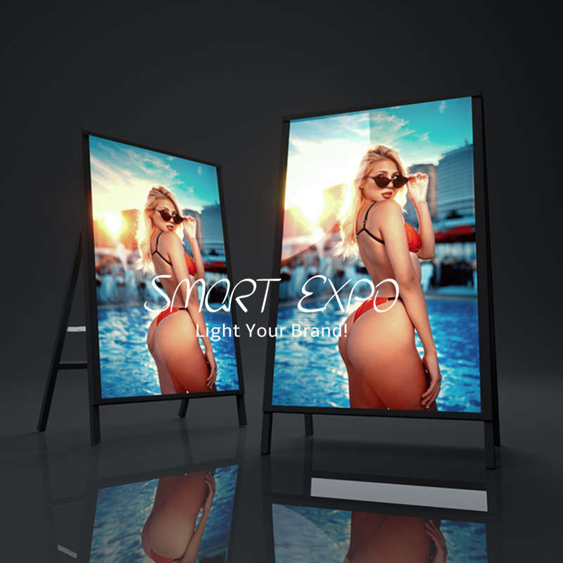 24 x 36 Inch Advertising Display Board Backlit A-Frame Sidewalk Sign Black Color Single Side or Double Sides Available