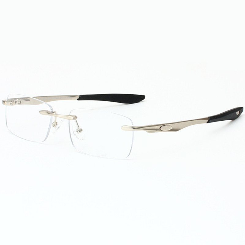 Euro-am outdoor sports rimless Eyelgass Frame for men elastic temple rectangular desig optic eyewear for prescription glasses sunglasses goggles fullset case