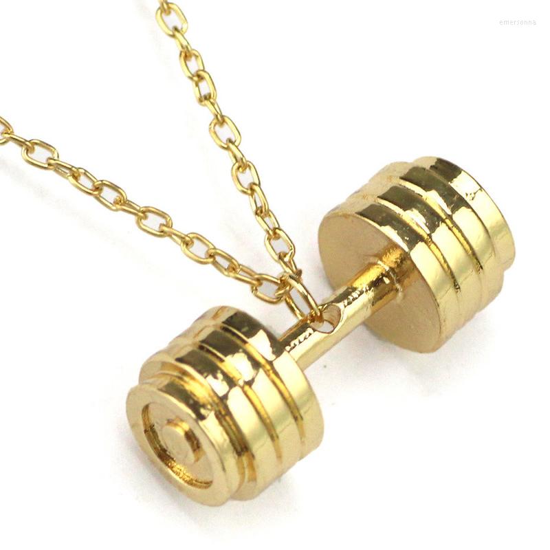 Pendant Necklaces Men Kettlebell Barbell Dumbbell Necklace Sport Weightlifting Collar Bodybuilding Fashion Gym Fitness Accessory