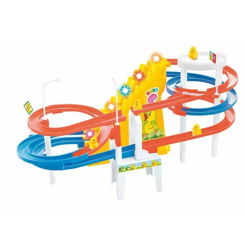 Novelty Games Track Toy Climb Stairs For Boys Girls Children's Cartoon Ducks Pigs Electronic Music Lights Toys Kids Funny Game Birthday Gifts 221