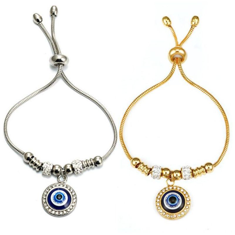 Evil Eye Charm Bracelets Turkish Blue Eye Good Luck Protection Bracelet Adjustable Titanium Steel Chain Jewelry
Evil Eye Charm Bracelets Turkish Blue Eye Good Luck Protection Bracelet Adjustable Titanium Steel Chain Jewelry