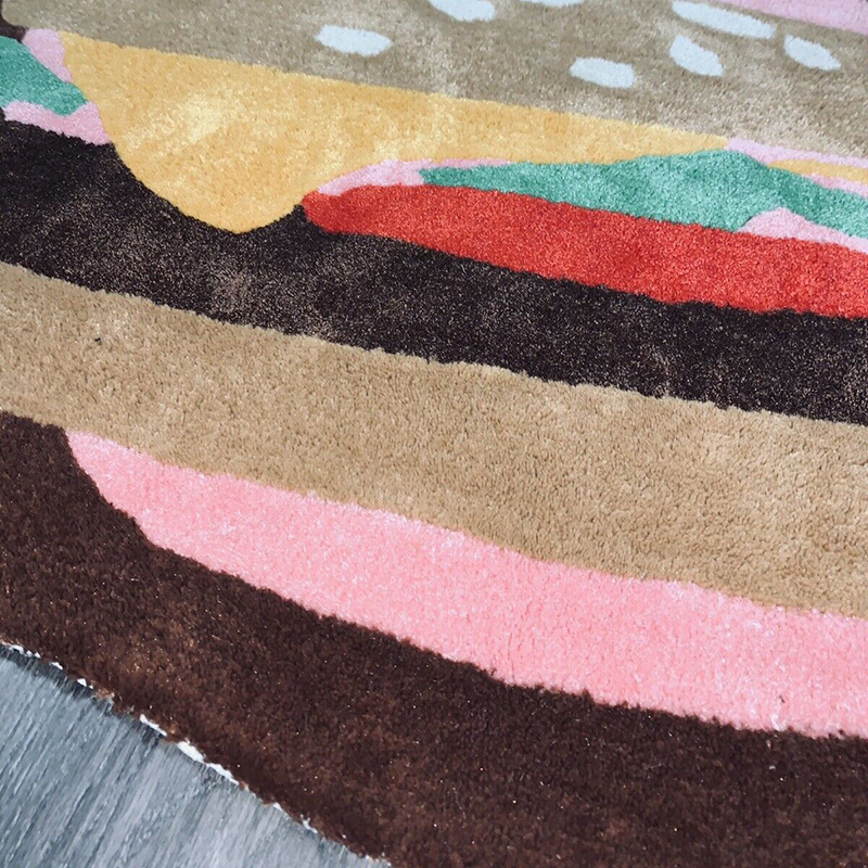 Home Furnishings Artistic Carpet McDonalds CJ Burger Mouth Rug Hypebeast Collection Parlor Bedroom Playroom 3D Handmade Acrylic Yarn Trending Floor Ma