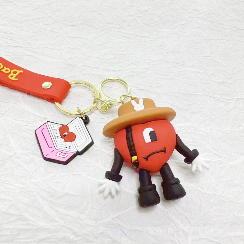 Bad Bunny Key Chain Cute Trendy Heart Shape Pendant Exquisite Luggage Accessories Keychain
