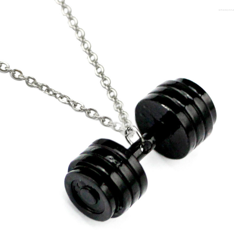 Pendant Necklaces Men Kettlebell Barbell Dumbbell Necklace Sport Weightlifting Collar Bodybuilding Fashion Gym Fitness Accessory
