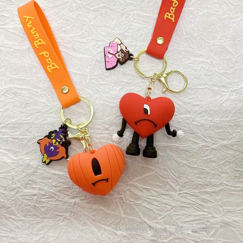 Bad Bunny Key Chain Cute Trendy Heart Shape Pendant Exquisite Luggage Accessories Keychain