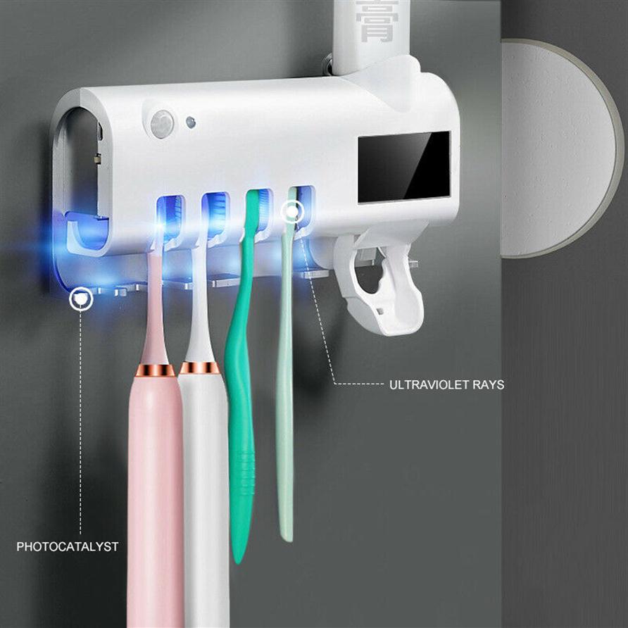 New Smart UV Sterilizer Disinfection And Sterilization Toothbrush Holder Automatic Toothpaste Squeezing Device Wall Mount296u