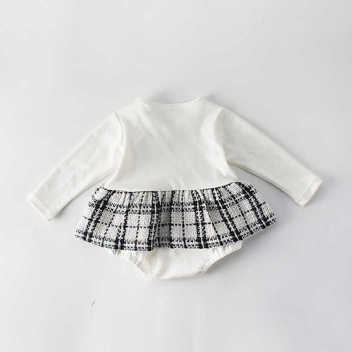 Newborn Baby Girl Clothes Autumn Spring Baby Rompers For Girls Plaid Princess Christmas Baby Clothes Set Romper Jacket 2pc