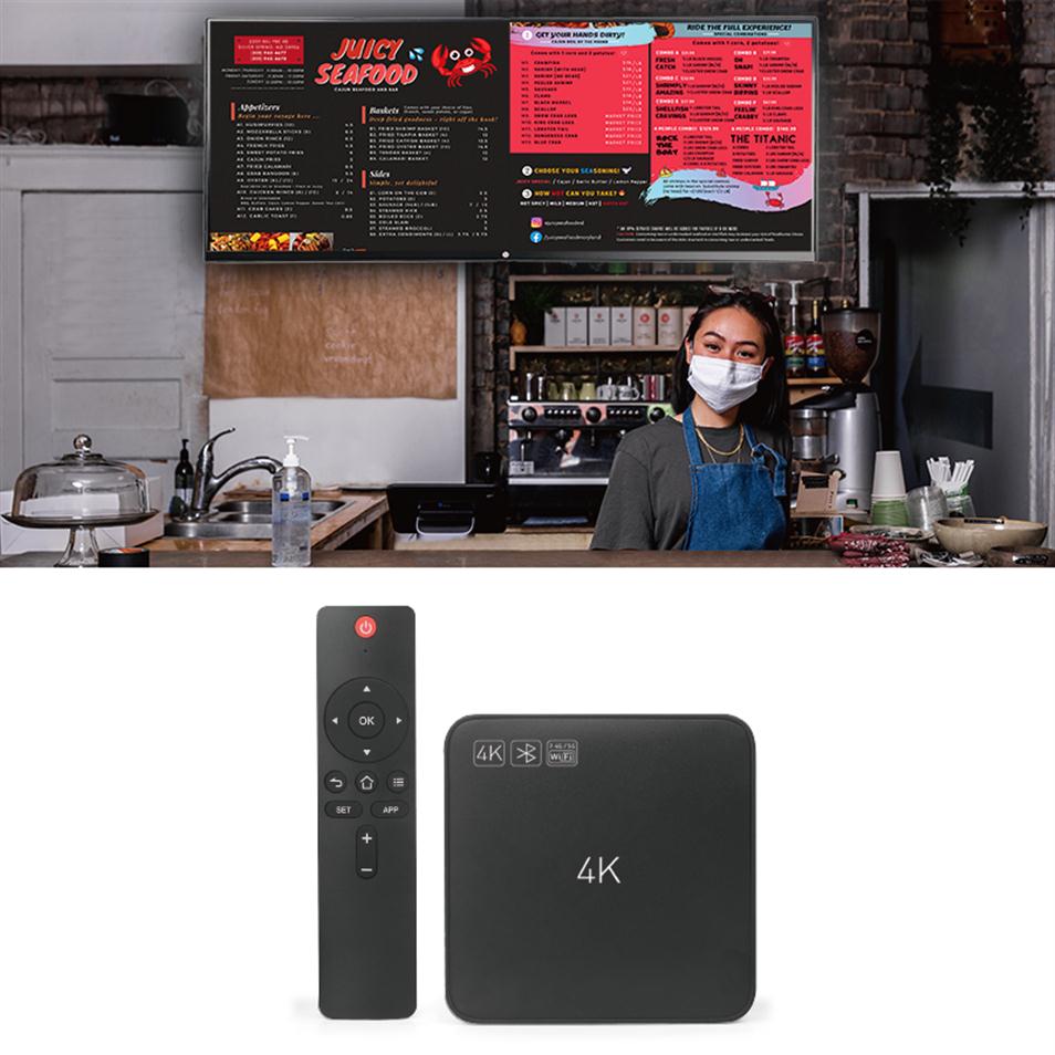 4k Android digital signage media player box advertising menu publish for restaurant cms system remotely control253y
4k Android digital signage media player box advertising menu publish for restaurant cms system remotely control253y