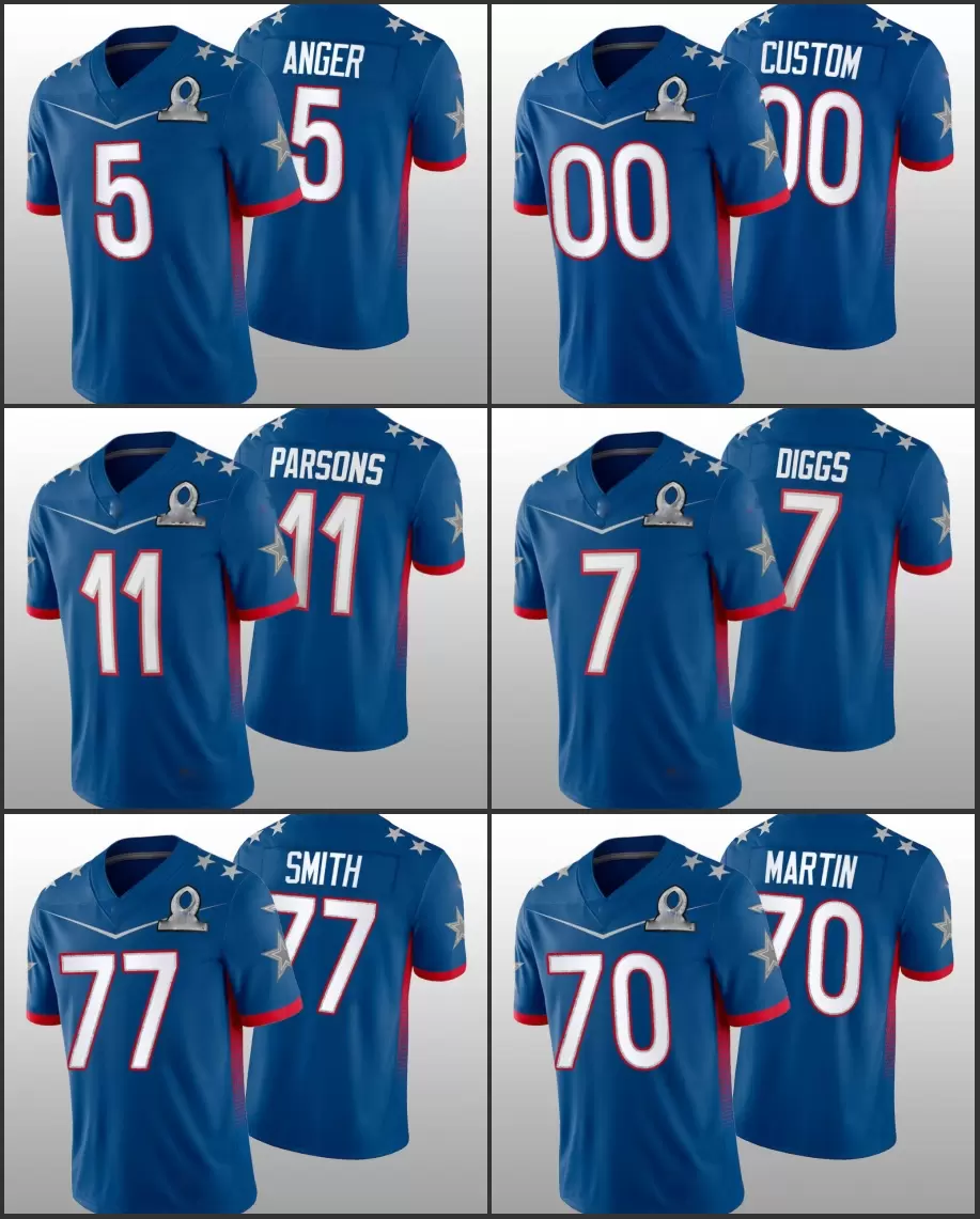 Jersey Wholesale Custom Dallas''Cowboy''Men #7 Trevon Diggs 11 Micah Parsons 77 Tyron Smith 5 Bryan Anger Women Youth Royal Game 2022 NFC Pro Bowl, 12
Jersey Wholesale Custom Dallas''Cowboy''Men #7 Trevon Diggs 11 Micah Parsons 77 Tyron Smith 5 Bryan Anger Women Youth Royal Game 2022 NFC Pro Bowl, 12