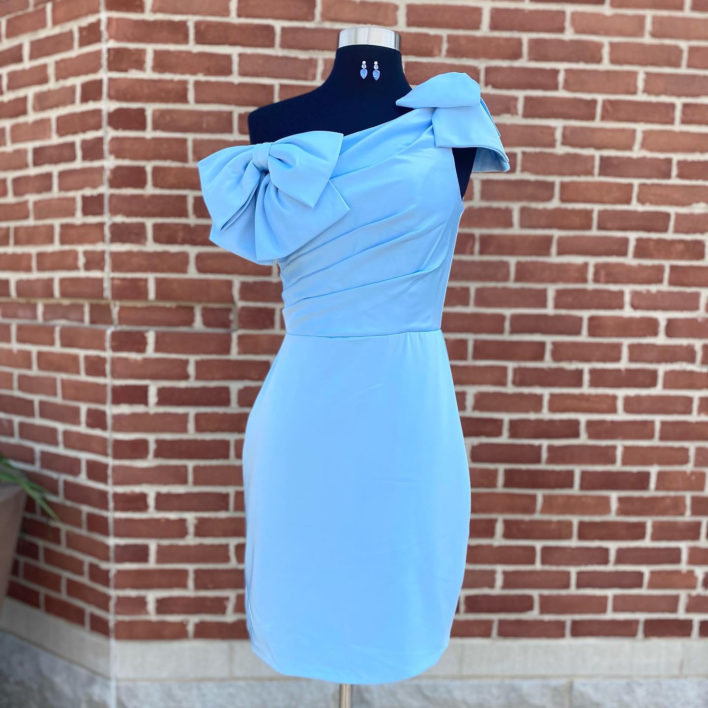Miss Lady Pageant Interview Dress Bows OneShoulder Fitted Red Carpet Cocktail Gown Formal Event Party Graduation Hoco Gala A