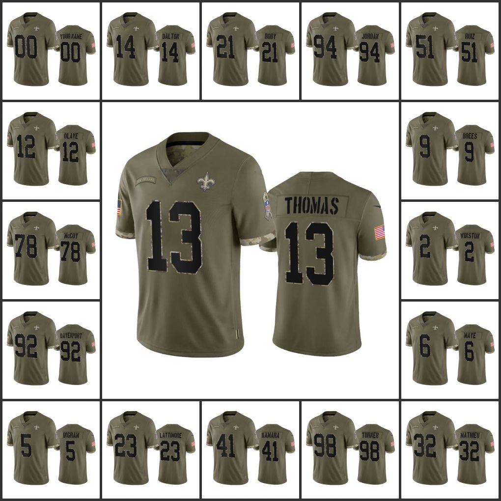 Jersey Wholesale Custom New Orleans''Saints''Men #9 Drew Brees 41 Alvin Kamara 32 Tyrann Mathieu Women Youth Olive 2022 Salute To Service Limited, 14
Jersey Wholesale Custom New Orleans''Saints''Men #9 Drew Brees 41 Alvin Kamara 32 Tyrann Mathieu Women Youth Olive 2022 Salute To Service Limited, 14