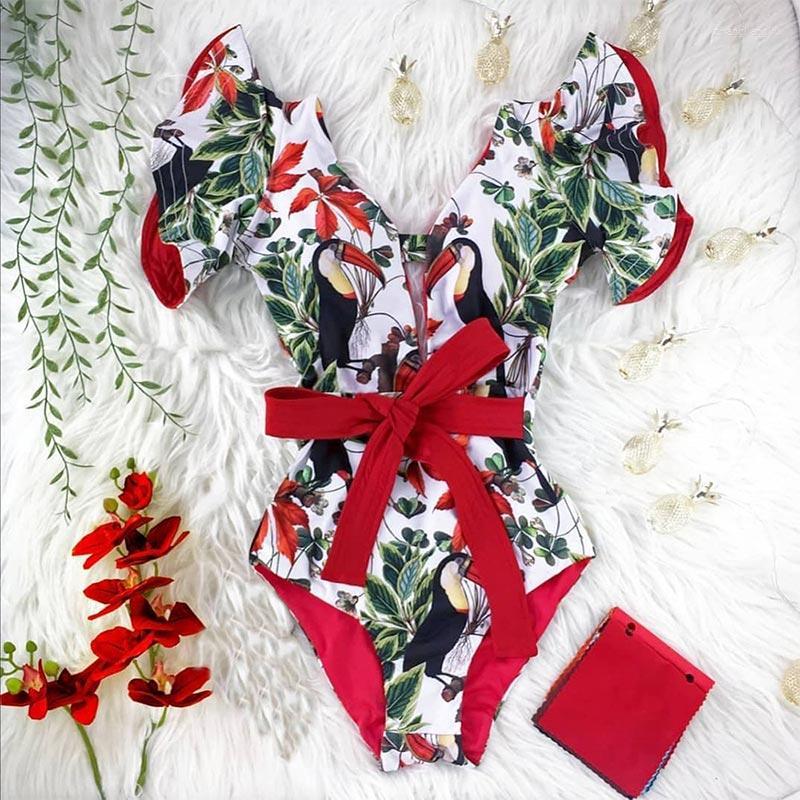 Swimwears COOBBU Ruffle Swimsuit Women Short Sleeve Bandage Swimwear Push Up Bathing Suit Beach Monokini Print Sexy One-Piece Suits
Swimwears COOBBU Ruffle Swimsuit Women Short Sleeve Bandage Swimwear Push Up Bathing Suit Beach Monokini Print Sexy One-Piece Suits