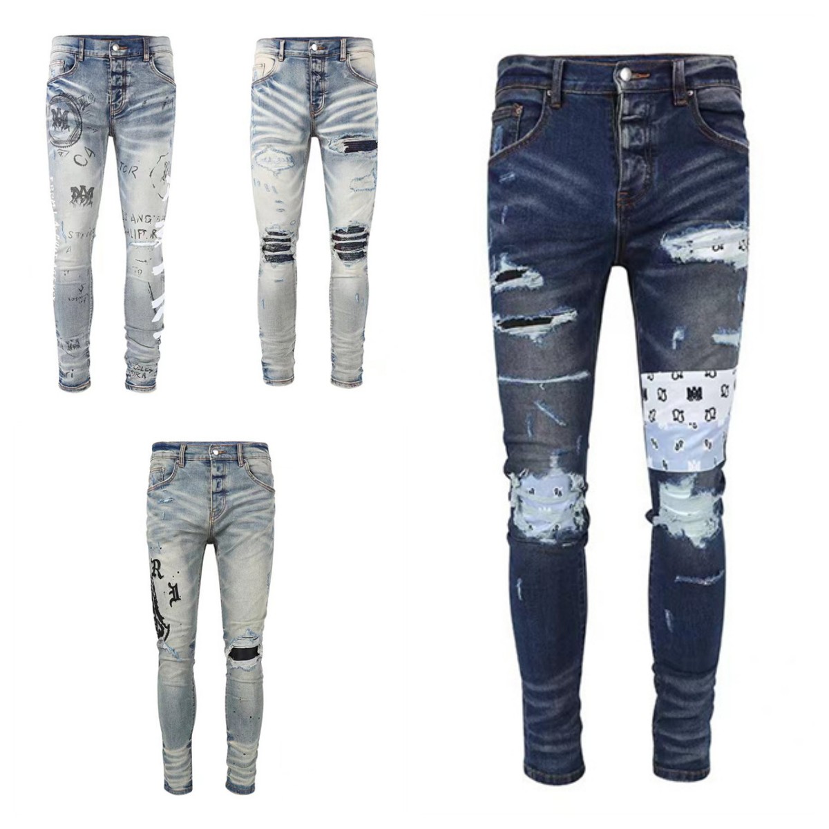 22SS patchwork Designer Jeans Distressed Ripped jeans Biker Slim Fit knife cut a hole Brand letter pattern Stripe coated denim US Size 30-40 Hip Hop Zipper trousers, 15
22SS patchwork Designer Jeans Distressed Ripped jeans Biker Slim Fit knife cut a hole Brand letter pattern Stripe coated denim US Size 30-40 Hip Hop Zipper trousers, 15