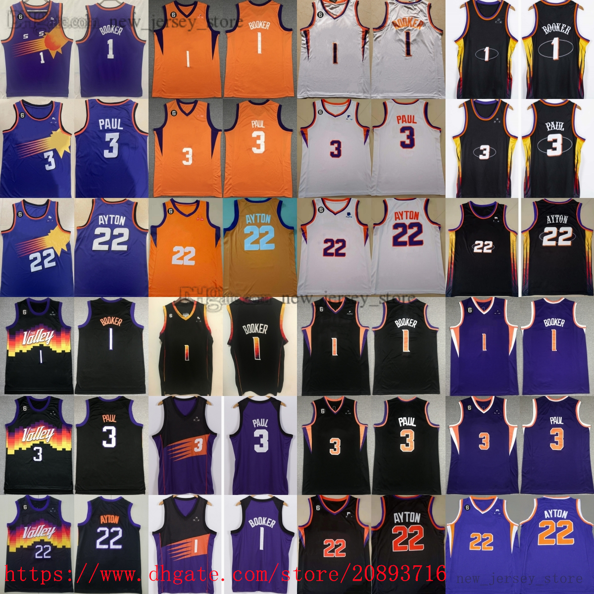 2022-23 New Season Basketball 1 DevinBooker Jerseys With 6 patch 3 ChrisPaul 22 DeAndreAyton Jersey Black Orange White Purple, Aspicture (with team logo)
2022-23 New Season Basketball 1 DevinBooker Jerseys With 6 patch 3 ChrisPaul 22 DeAndreAyton Jersey Black Orange White Purple, Aspicture (with team logo)