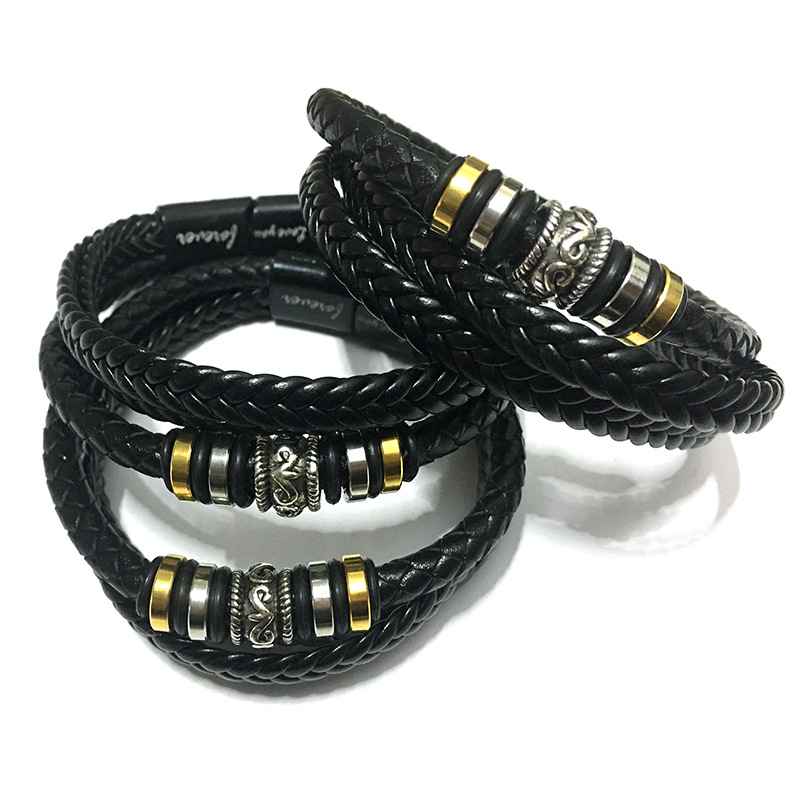 Leather Bracelet With Magnetic Clasp Black Multilayer Leather Braided Cuff Wrap Bracelets for Men Fashion Jewelry
Leather Bracelet With Magnetic Clasp Black Multilayer Leather Braided Cuff Wrap Bracelets for Men Fashion Jewelry