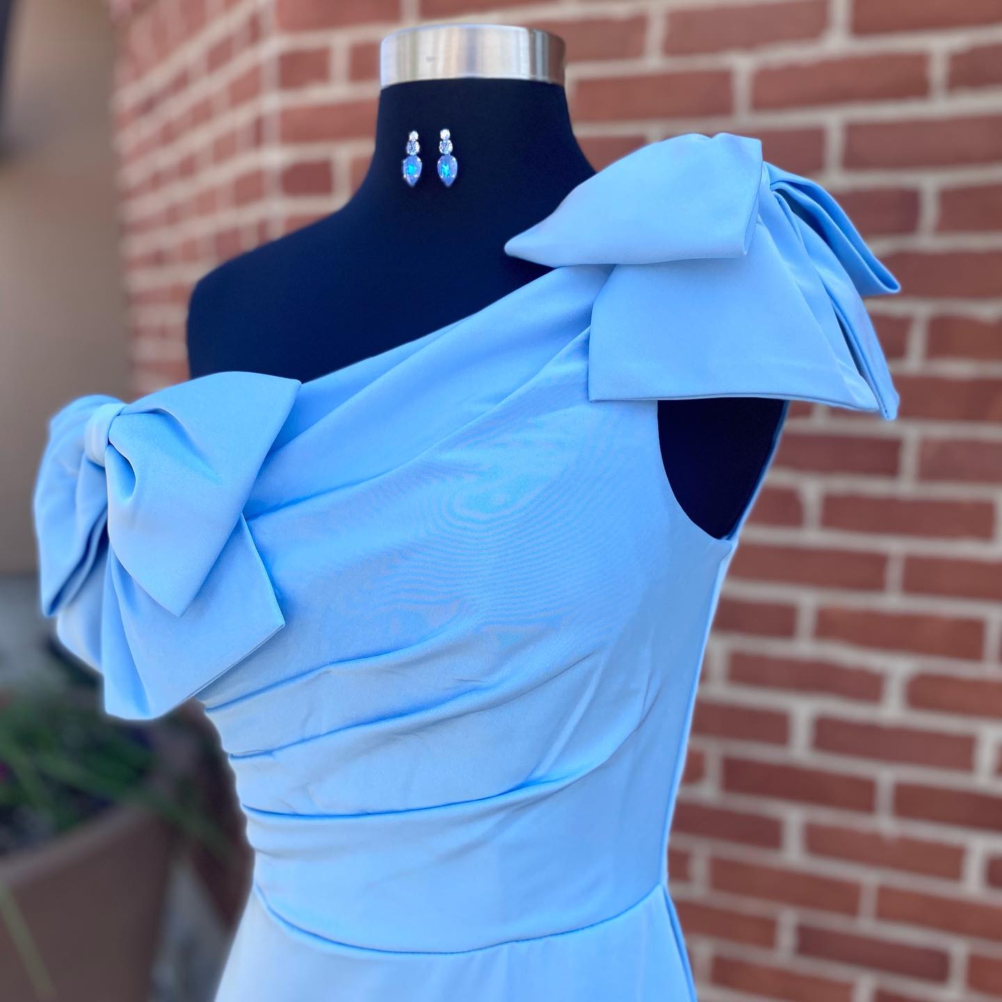 Miss Lady Pageant Interview Dress Bows OneShoulder Fitted Red Carpet Cocktail Gown Formal Event Party Graduation Hoco Gala A