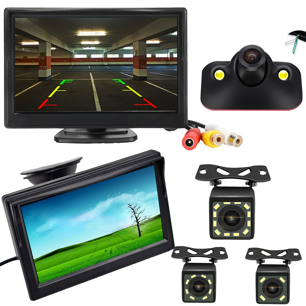 5 Inch TFT LCD Screen Car Monitor HD 800x480 Reversing Parking Monitor with 2 Video Input Rearview Camera Optional