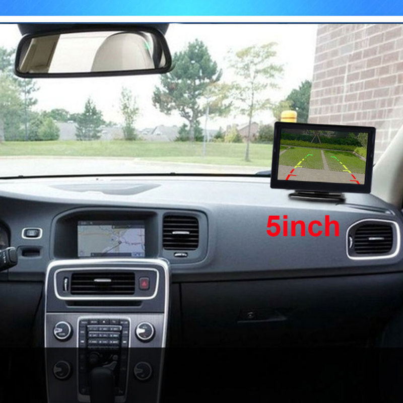 5 Inch TFT LCD Screen Car Monitor HD 800x480 Reversing Parking Monitor with 2 Video Input Rearview Camera Optional