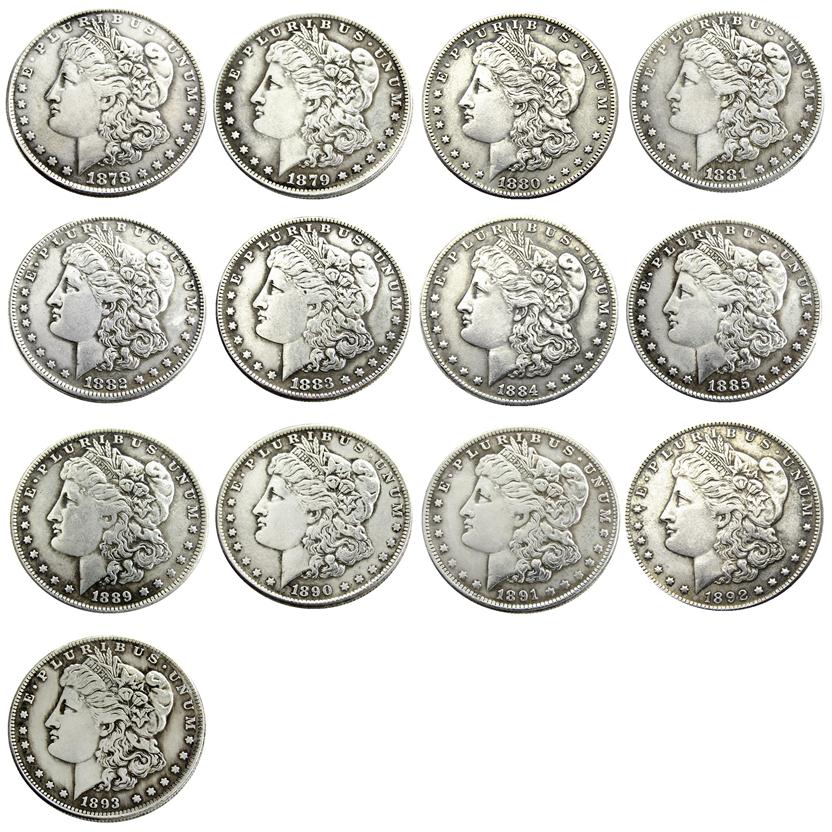 US 13pcs Morgan Dollars 1878-1893 CC Different Dates Mintmark craft Silver Plated Copy Coins metal dies manufacturing factory 253C
US 13pcs Morgan Dollars 1878-1893 CC Different Dates Mintmark craft Silver Plated Copy Coins metal dies manufacturing factory 253C