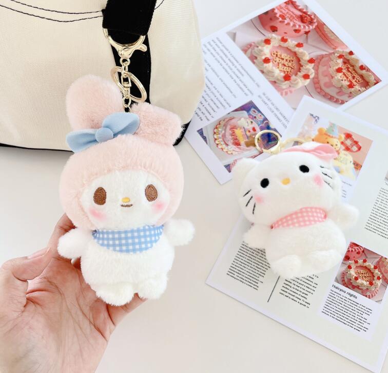Cartoon Cute Dog Plush Pendant Jewelry Keychain Schoolbag Ornament key Ring Kids Gifts About 12cm